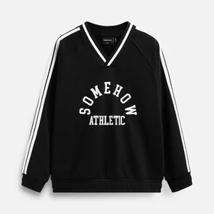 Áo Nỉ Nam Athletic Striped Vneck, Chất Vải Nỉ Cotton Thoải Mái, SW0009, SOME HOW STORE