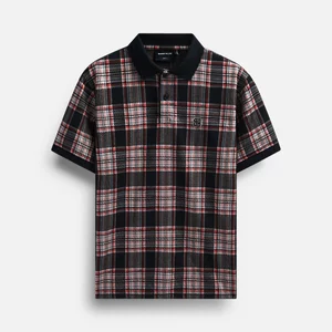 Áo Polo Black Red Checked Mix , Chất Vải Cotton Dệt Blend Thoải Mái, PL0146, SOME HOW STORE