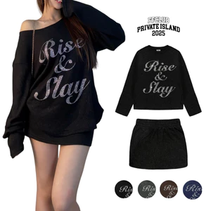 [CÓ TÁCH SET] SET SWEATER KÈM CHÂN VÁY ĐÍNH ĐÁ SLAY FF MIX
