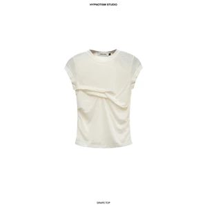 HYPNOTISM |"DRAPE TOP" Áo thun ôm cotton nhún 2 lớp streetwear cá tính