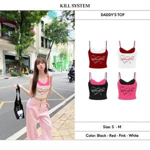 Áo hai dây ôm body Daddy's hình in chữ sắc nét- Killsystem