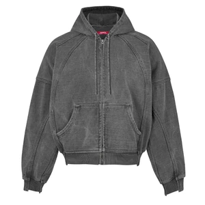 Áo Hoodie Oversized Rã Rập - Ivankov Spliced Washed Oversized Zip Hoodie