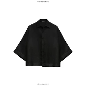 HYPNOTISM | OPEN WEAVE LINEN SHIRT - Áo sơ mi linen mỏng, tay lửng form rộng