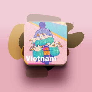 Miếng lót ly uống nước chống thấm nước bảo vệ bàn khỏi đồ uống in hình dễ thương Du lịch Vietnam phần 2
