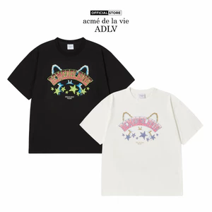Áo Thun ADLV Star Rabbit dáng oversized màu đen/kem - Hàng chính hãng