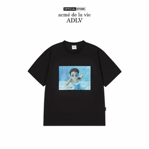 Áo Thun ADLV Baby Face Diving Boy Sleeve dáng oversized màu đen - Hàng chính hãng