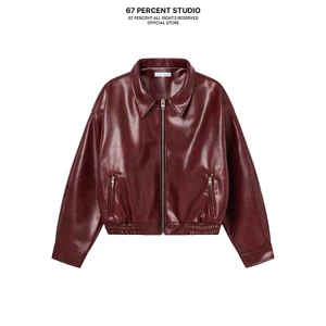 Áo Khoác Da Bomber Chất Liệu Faux Leather Cao Cấp 67PERCENT / 67% - YANKEE LEATHER JACKET