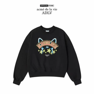 Áo Nỉ ADLV Star Rabbit Crop Đen - Hàng chính hãng