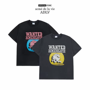 Áo Thun ADLV Wanted Rabbit Artwork Dáng Oversized Màu Đen/Than Chì - Hàng chính hãng