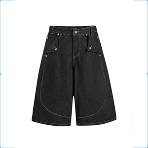 Quần short chất liệu Raw Denim - Ivankov Mule Pocket Raw Black Denim Shorts