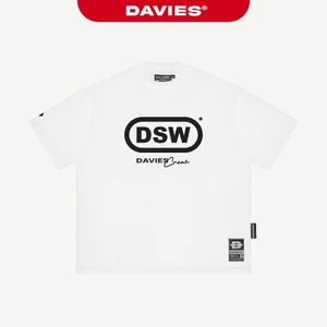 Áo thun form rộng hiphop nam nữ DAVIES hoạ tiết chữ in tay ngắn cổ tròn thun cotton màu trắng Cipher Tee | D-T51-T