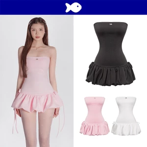 Đầm cúp ngực dáng ngắn xòe bồng DKMV thiết kế buộc nơ hông đáng yêu kèm quần trong Areum Dress| K-D21