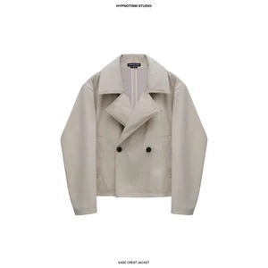 HYPNOTISM | EASE CREST JACKET – Áo Khoác Blazer Cropped Be 2 Nút Form Rộng