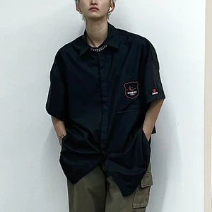 Áo sơ mi Unisex Zune.zx, tay ngắn basic trắng đen, School Shirt
