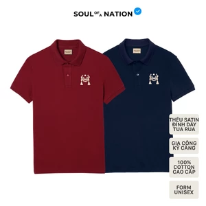 Áo Polo Nam/Nữ Unisex có cổ Basic THÊU KIM LÂN CÁT TƯỜNG vải cá sấu Pique Cotton, sang trọng - SOUL OF A NATION