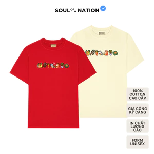 Áo thun unisex In hình TẾT CLUB phiên bản 2026 form basic 100% cotton SOUL OF A NATION - Đỏ / Kem nhạt / Hồng