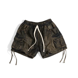 Quần Short Nam Nữ The ORBIT - Black Brown Wash Track Shorts - Local Brand Chính Hãng