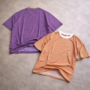 Áo thun stripe tee SỌC NGANG cổ tròn HIGHCLUB unisex - TÍM/VÀNG