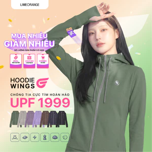 [Màu đợt 2] Áo Khoác Nữ Hoodie Wings Cotton Chống Nắng Chống UV 99.95% LIME ORANGE