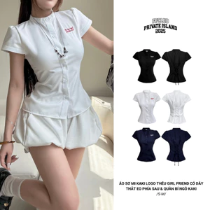 [CÓ TÁCH SET] Áo Sơ Mi thêu logo GIRLFRIEND có thắt eo FFCLUB