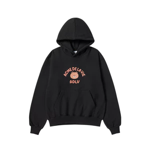 Áo Hoodie ADLV Bear Doll Hug Brown Line Friends dáng oversized màu Đen/Xám nhạt - Hàng chính hãng