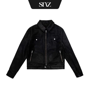 Áo Khoác SNAZZY Unisex Chất Liệu Da Chính Hãng - OIL BLACK TRUCKER