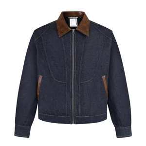 Áo Khoác Zip Raw Denim Phối Da Nâu - Ivankov Pattern Raw Denim Zip Up Jacket