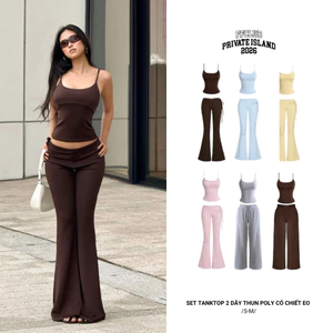 [CÓ MẪU MỚI] Set Tanktop 2 Dây thun Poly có Chiết eo FFCLUB