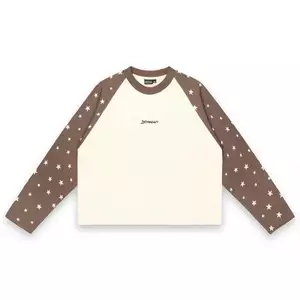 SWE STARFALL BOXY L/S TEE - BROWN/CREAM