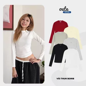 Áo Thun Nữ Dài Tay Ôm Body Outerity Long Slim Tee Basic Cotton Co Giãn Mềm Mịn