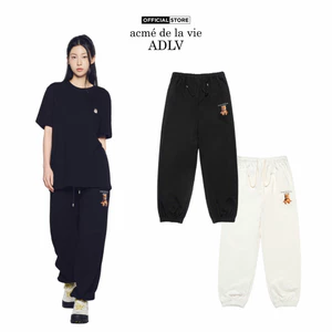 Quần Nỉ ADLV AC Bear Basic Logo dáng oversized màu Đen/Kem - Hàng chính hãng