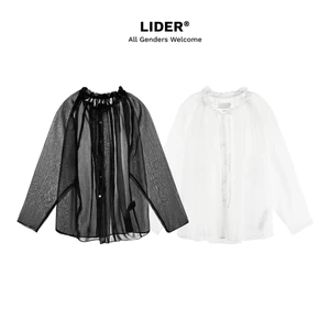 Áo Sơ Mi Tay Dài Xuyên Thấu Cổ Bèo Unisex LIDER AIRY SEE-THRU SHIRT
