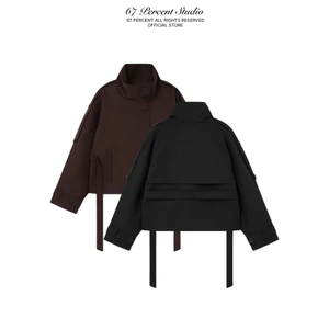 Áo Khoác Trench Coat Cổ Cao Thời Trang Vải Dạ 67PERCENT / 67% - COLLAR TRENCH JACKET