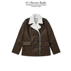 Áo Khoác Da Dáng Dài Phối Lớp Lót Lông 67PERCENT/67% - WILD LEATHER COAT