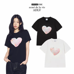 Áo Thun Nữ ADLV Woman Heart Donut dáng Standard màu Đen/Kem- Hàng chính hãng