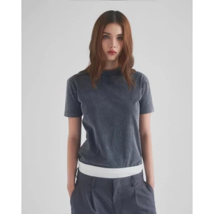 Eleven - Áo Thun Nữ Hiệu Ứng Thêu Mono | Màu Xám ( Wash )