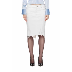 Chân Váy Denim Midi Rách Nữ Màu Trắng - BEUTER® WMNS DISTRESSED DENIM MIDI SKIRT - OFF-WHITE