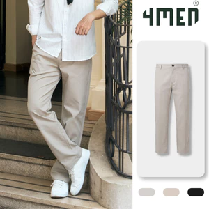 Quần Kaki 4MEN Trang Trí Dây 3 Sọc Form Straight QK033 Chỉn Chu Thanh Lịch