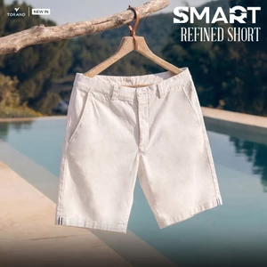 Quần short khaki nam SMART KHAKI SHORT TORANO gấp gấu thoáng khí, đứng form, thêu logo cao cấp HSBK802