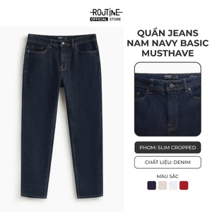 [🔥HOT] Quần Jeans Nam Trơn Xanh Navy Form Slim Cropped - Routine 10S25DPA105C