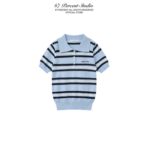 Áo Thun Ôm Nữ Len Mỏng Hoạ Tiết Kẻ Sọc 67PERCENT/67% - SAINT MARINA KNIT