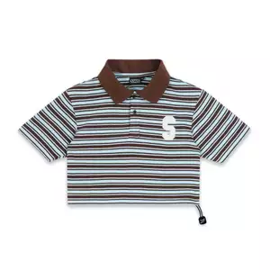 ÁO SWE STRIPE CROP POLO - BLUE