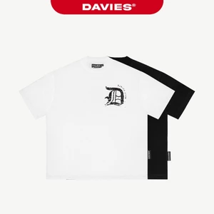 Áo phông form rộng nam nữ DAVIES hoạ tiết hình in logo chữ cổ điển hiệu ứng nhám bụi bặm Engra Tee | D-T40