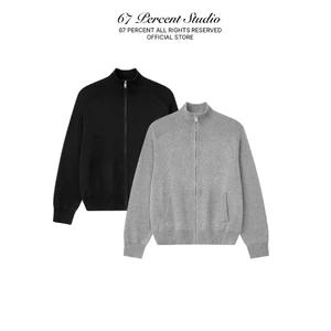 Áo Len Dài Tay Có Zip Kim Loại Chất Dày Dặn Cổ Bẻ 67PERCENT / 67% - HEATHER TRACK KNIT