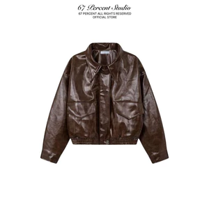 Áo Khoác Da Biker Thêu Nổi Phía Sau Chất Liệu Faux Leather 67PERCENT/67% - JERSEY DRIVE JACKET