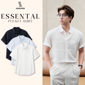 Áo Sơ Mi Nam SSSTUTTER Essential Pocket Shirt Tay Ngắn Vải Linen Lyocell Form Relaxed Cao Cấp