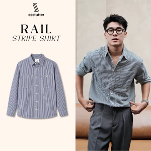Áo Sơ Mi Nam SSSTUTTER Rail Stripe Shirt Form Relaxed Vải Cotton Sọc Dọc Tay Dài Cao Cấp Thanh Lịch