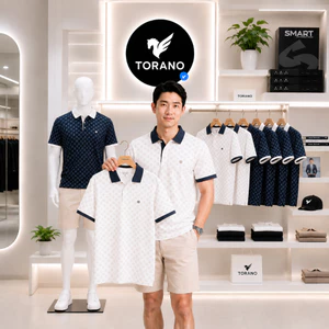Áo polo nam TORANO MONOGRAM POLO in tràn họa tiết, chất thoáng khí, thoải mái, thanh lịch, sang trọng GSTP051