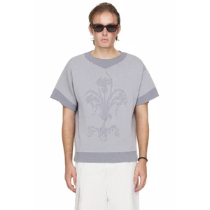 Áo Thun Boxy Dệt Kim Hoa Iris Màu Muted Blue - BEUTER® x PALLADIUM IRIS KNIT BOXY T-SHIRT - MUTED BLUE