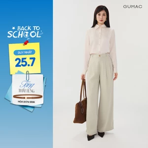Quần Tây Nữ GUMAC Ống Rộng Xếp Ly Lưng Rời Túi Dọc Đính Nút Kiểu Thanh Lịch Phù Hợp Đi Làm Đi Chơi QG07022